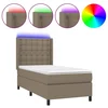 Krevet box spring s madracem LED smeđesivi 100x200 cm tkanina