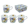 KOMPLET 4 PORCELANSKIH SKODELIC KOMPLET SKODELIC S CVETJEM, MAČEH, 4 KOS