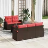 Set sofe s jastukom 6 pcs Smeđa Poliester
