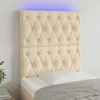 Vidaxl vidaXL Vzglavje postelje z LED zaslonom, kremno, 80x7x118/128 cm, blago