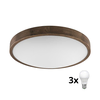 Brilagi - LED plafonjera CARVALHO SLIM 3xE27/60W/230V hrast/orah prečnik 47 cm