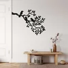 WallXpert metalni zidni ukras 5202, grana sa listovima i tri ptice, 75 x 55 cm, crni