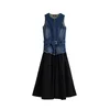 Desigual Obleka moder denim/črna