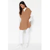 Trendyol Mink Zippered Collar Tie Side Detail Knitwear Sweater
