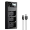 K&F CONCEPT Canon LP-E6NH 3-pack Camera Charger with LCD Display/With Micro USB and Type-C cable