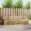 Set vanjskih sofa s jastukom 5 pcs Bijela i bež Poliester