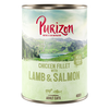 22 + 2 gratis! Purizon Adult 24x200g/400g - brez žit - Piščančji file z lososom in jagnjetino (24x400 g)