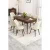Hanah Home trpezarijski set Nix, sto na razvlačenje i 6 stolica, ploča u dekoru drveta Baroque, krem tkanina Babyface