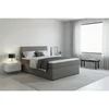 MID.YOU BOXSPRING POSTELJA 140 cm x 200 cm , tekstil, leseni material siva