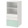 SMASTAD / PLATSA Biblioteka, bela svetlozelena/s 3 fioke, 60x57x123 cm