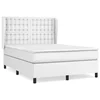 Vidaxl Box spring postelja z vzmetnico bel 140x190 cm umetno usnje