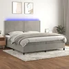 Krevet box spring s madracem LED svjetlosivi 200x200 cm baršun