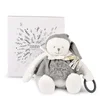 Doudou Darilni set Plišasti polarni medvedek s obročkom 30 cm siv siv