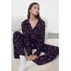 Trendyol Navy Blue Polka Dot New Year Themed Viscose Woven Pajama Set