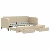 Vidaxl Izvlečna dnevna postelja s predali krem 80x200 cm blago