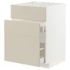 METOD / MAXIMERA Pod.element sudop. i 3front/2fioke, bela/Havstorp bež, 60x60 cm