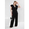 Trendyol Curve Black Sleeveless Double Breasted Knitted Plus Size Jumpsuit