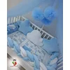 Bubamara037 Set posteljine za krevetac sa ogradicom od pletenica Meda avijatičar, Sa držačem, Svetloplavi