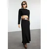 Trendyol Black Plain Stitch Detailed Maxi Flexible Skirt