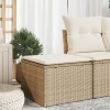 vidaXL Vrtni stolček z blazino bež 55x55x37 cm poli ratan