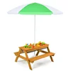 Northix Otroška piknik miza 3 v 1 vodna peskovna 93x86x50 cm z dežnikom