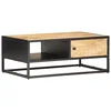 shumee vidaXL Klubska mizica z vrati 90x55x36 cm surov mangov les