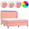 Vidaxl Box spring postelja z vzmetnico LED roza 160x200 cm žamet