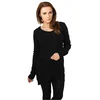 Womens sweater with a long wide neckline in black