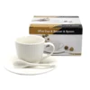 Porcelanasta skodelica s krožnikom in žličko 210 ml v škatli, kot darilo
