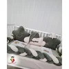 Bubamara037 Set za krevetac sa ogradicom od pletenica, bez lastiša, Krem-Sivi