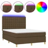 Vidaxl Box spring postelja z vzmetnico LED temno rjava 140x190cm blago