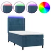 Krevet box spring s madracem LED tamnoplavi 80 x 200 cm baršun