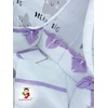Bubamara037 Set za krevetac sa ogradicom od jastuka sa karnerom, bez lastiša, Belo-Ljubičasti