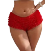 Red Sexy Mesh Swimsuit Cloth Ruffled Women Underwear With Bow M