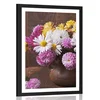 Plakat s paspartujem tihožitje z jesenskimi krizantemami - 60x90 silver