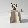 HANAH HOME Sto za dnevnu sobu Butterfly Travertine Transparent
