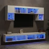 Vidaxl Komplet TV omaric LED 6-delni bel inženirski les