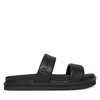Natikači Calvin Klein Jeans Flat Molded Doublebar Sandal Lth YM0YM01226 Črna