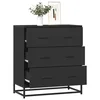 Komoda crna 68x35x76 cm konstruirano drvo i metal