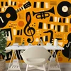 Tapeta retro glasbeni instrumenti na oranžni - 343x231