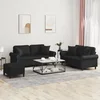 3-dijelni set sofa s jastucima crna od umjetne kože