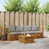 Set vanjskih sofa s jastukom 5 pcs Prirodna i svijetlo siva
