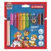 STABILO Cappi vlaknasti markerji z obročkom za pokrovček + značka PAW Patrol (komplet 12 kosov)