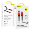 BLAVEC Raptor pleteni kabel USB na tip C PD 66W 6A 1m Apple CarPlay/Android Auto (CRA-UC6BR10) črno-rdeč