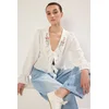 Trendyol White Collar with Embroidery and Ruffle Detail Front Tie Regular Fit Woven Shirt