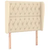 Vidaxl Vzglavje z ušesi krem 93x23x118/128 cm blago