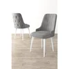 Hanah Home set trpezarijskih stolica Enoa 8 kom, siva tkanina Babyface, bele drvene noge