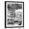 Plakat s paspartujem edinstveni London in reka Temza v črnobeli varianti - 30x45 black