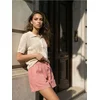 Sinsay - Teksas šorc visokog struka sa gumom u struku - roze