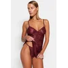 Trendyol Burgundy Lace Panty Rope Strap Knitted Babydoll